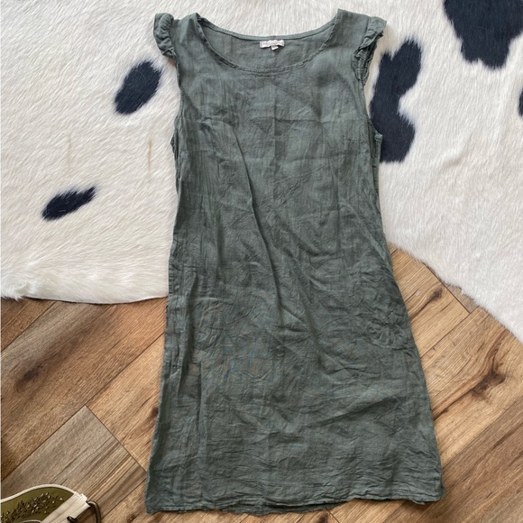 Lina Tomei Dresses & Skirts - Lina Tomei linen dress olive green